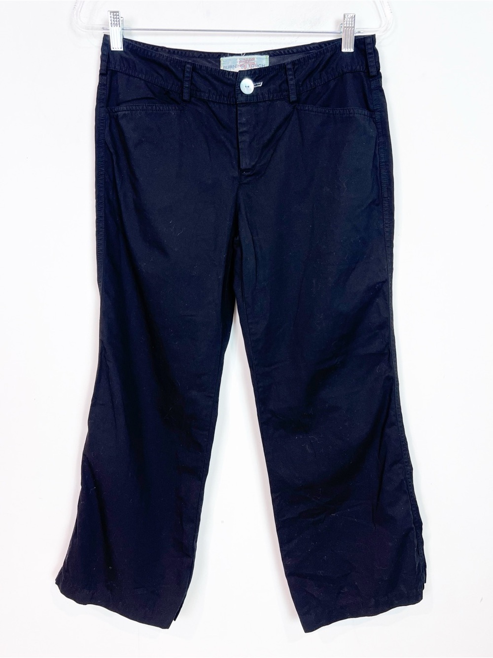 BURNING TORCH BLACK STRAIGHT WIDE LEG PANTS WOMENS SZ 8